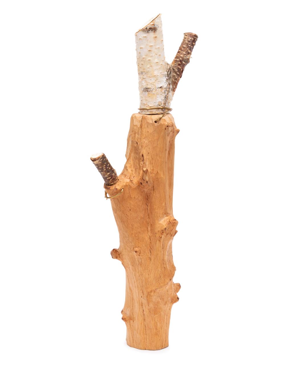 LIN LISBERGER, CARVED BIRCH WOOD TORCH