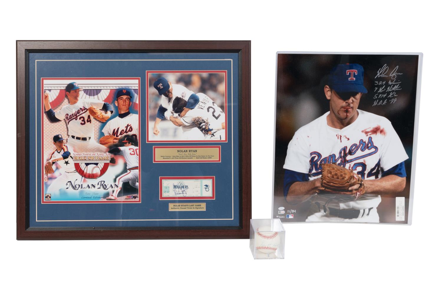 3 PCS AUTOGRAPHED NOLAN RYAN MEMORABILIA 2bfccd