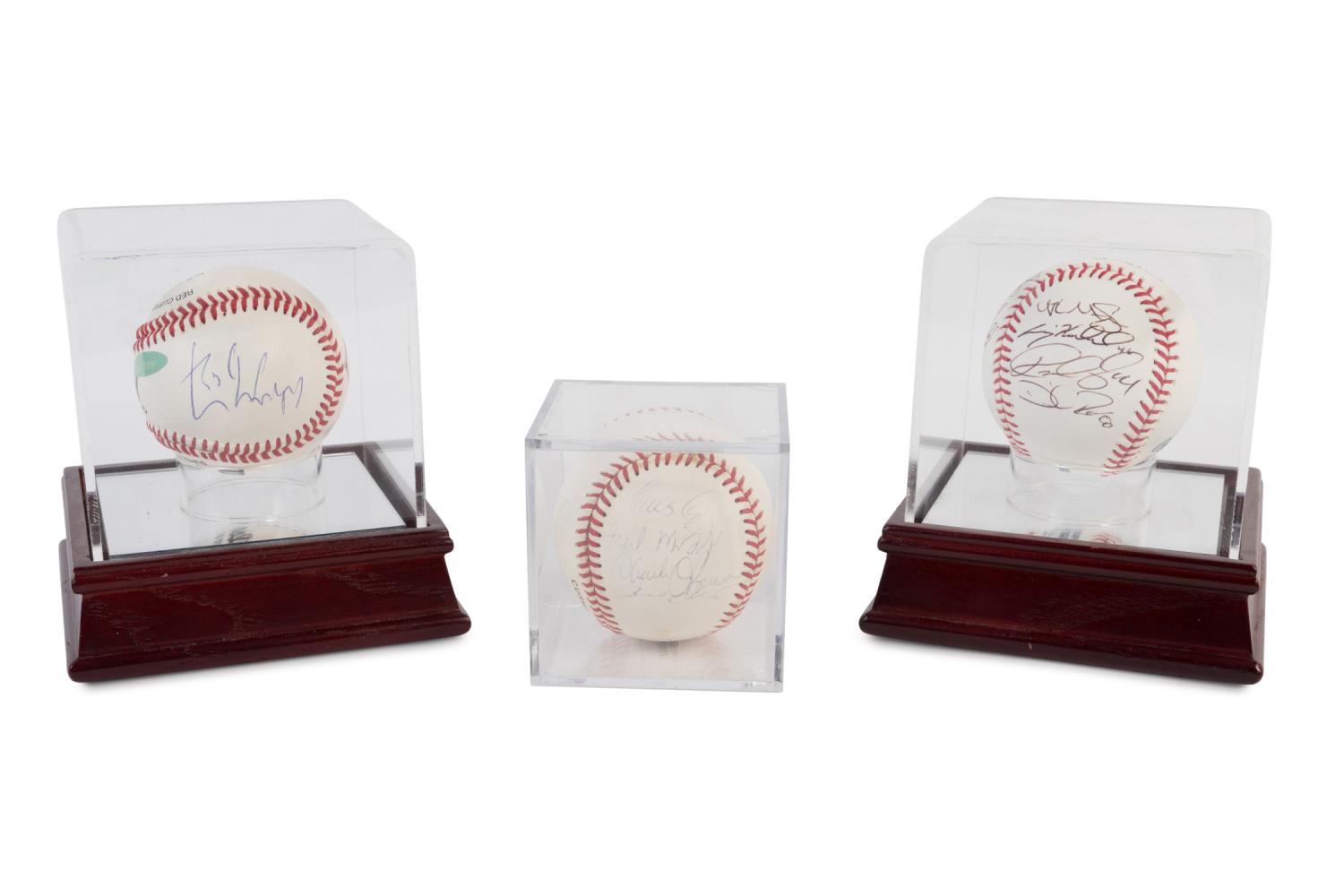 THREE CASED AUTOGRAPHED BASEBALLS 2bfce0