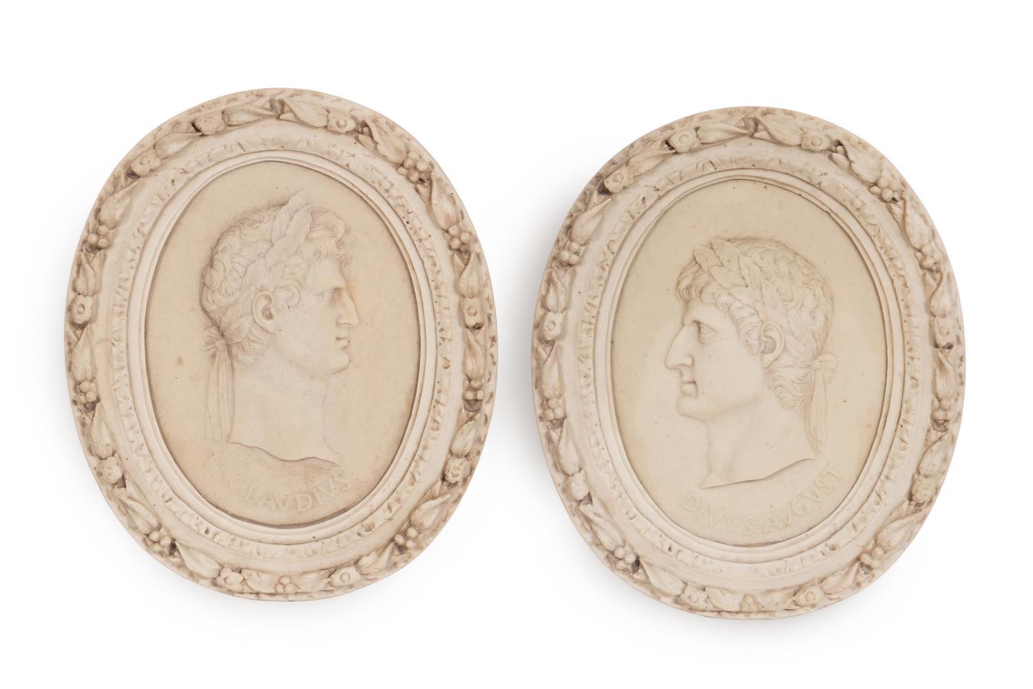 PAIR OVAL NEOCLASSICAL PLAQUES 2bfcf1