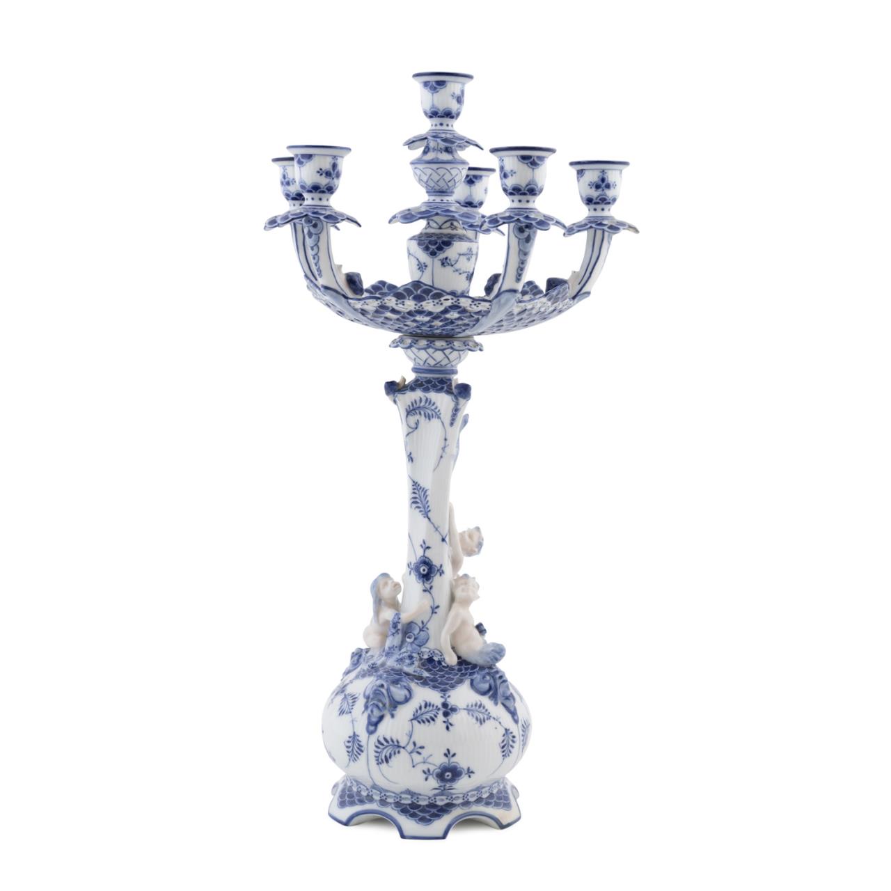 ROYAL COPENHAGEN BLUE FLUTED CANDELABRUM