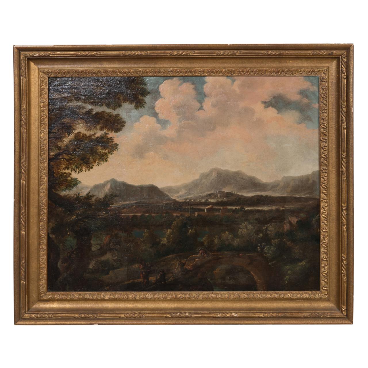 19TH C ROCKY LANDSCAPE W BRIDGE 2bfd25