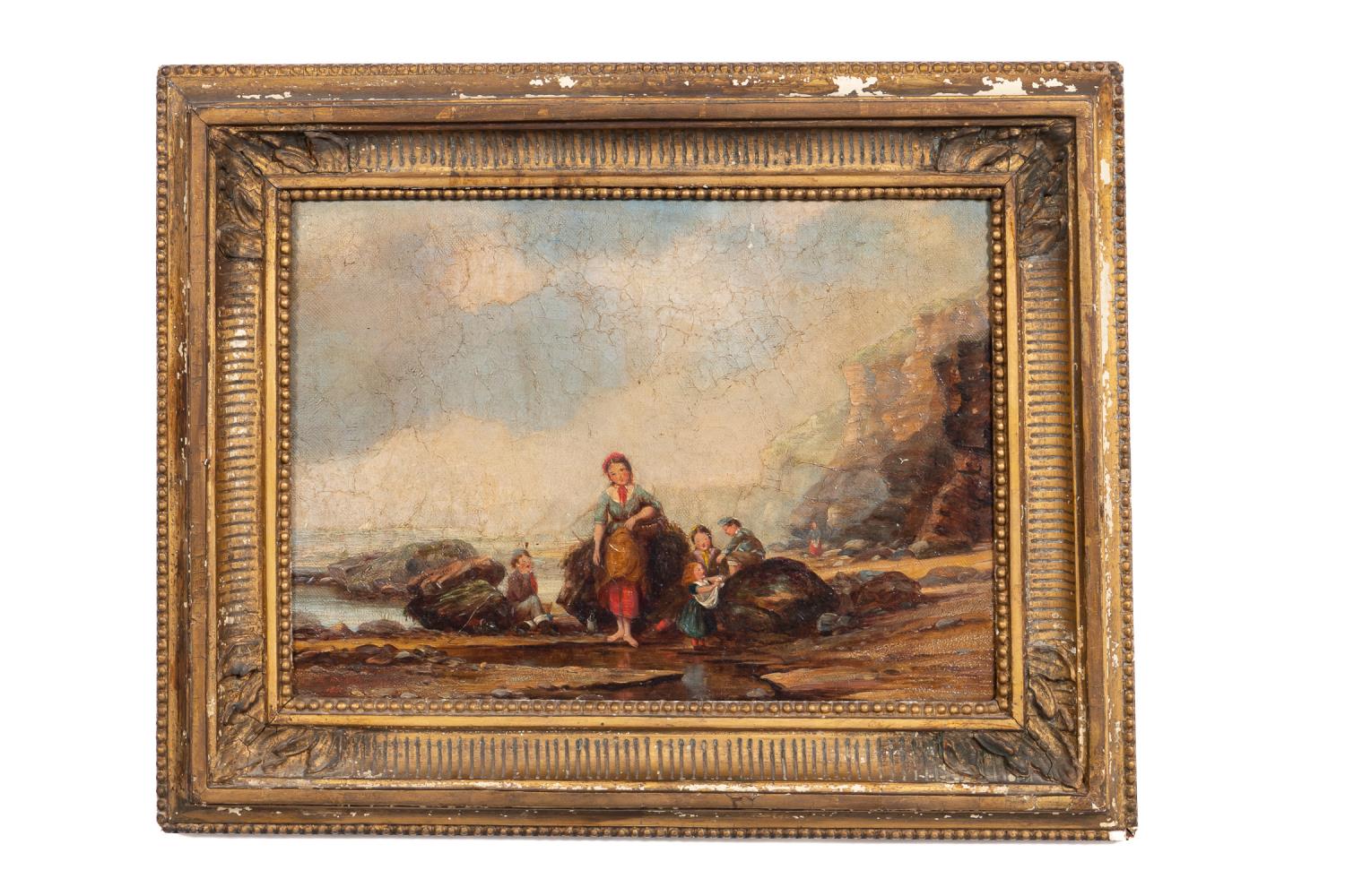 JA. PATRICK, FIGURAL SEASIDE SCENE,