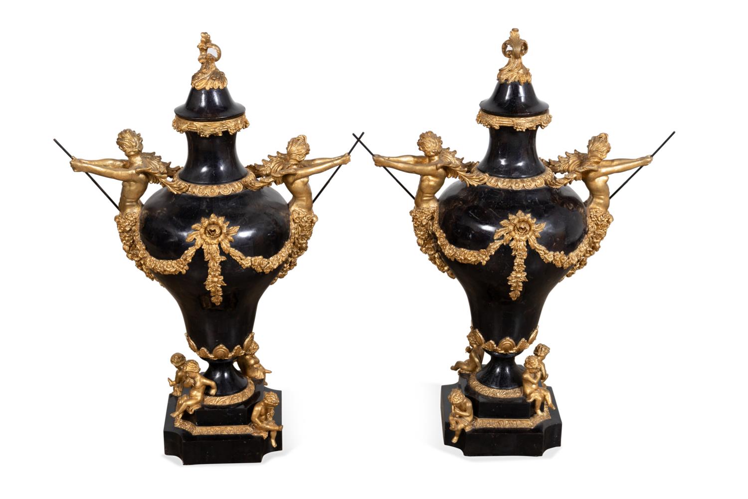 PAIR LOUIS XVI STYLE URNS WITH