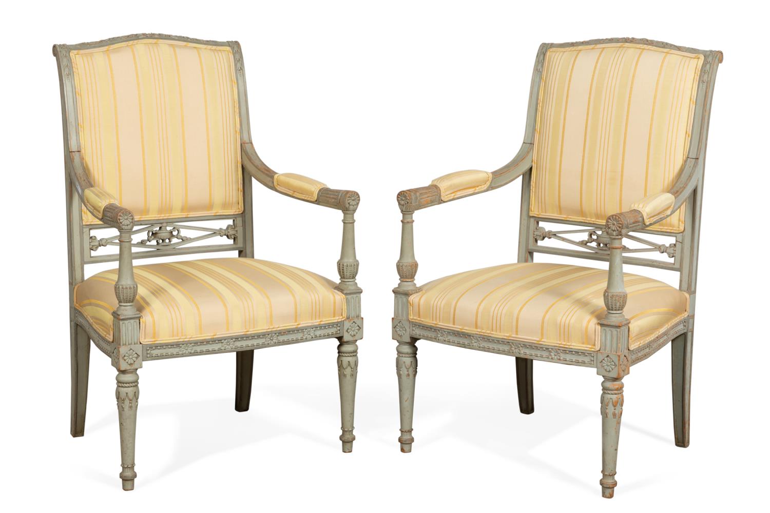 PAIR GREY PAINTED DIRECTOIRE STYLE