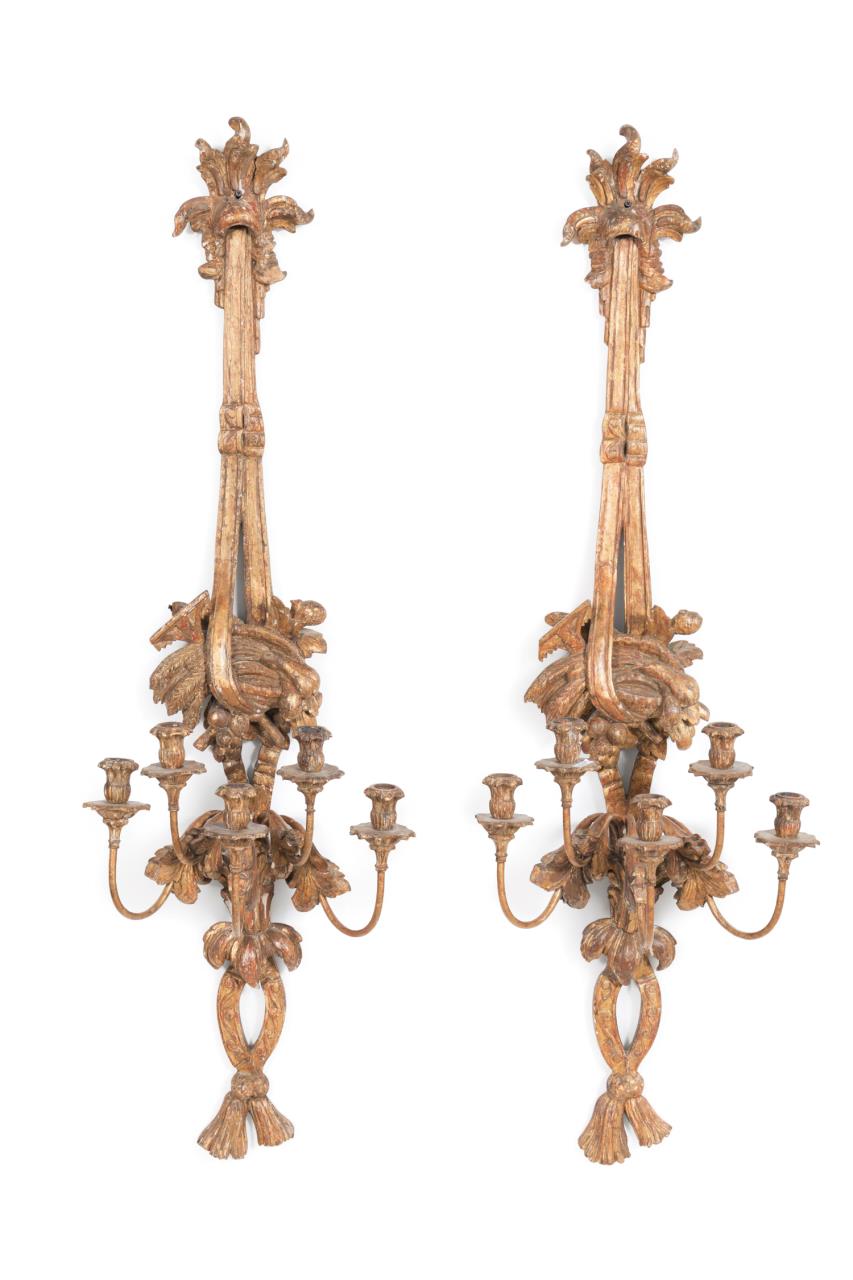PAIR ROCOCO STYLE GILTWOOD CANDLE