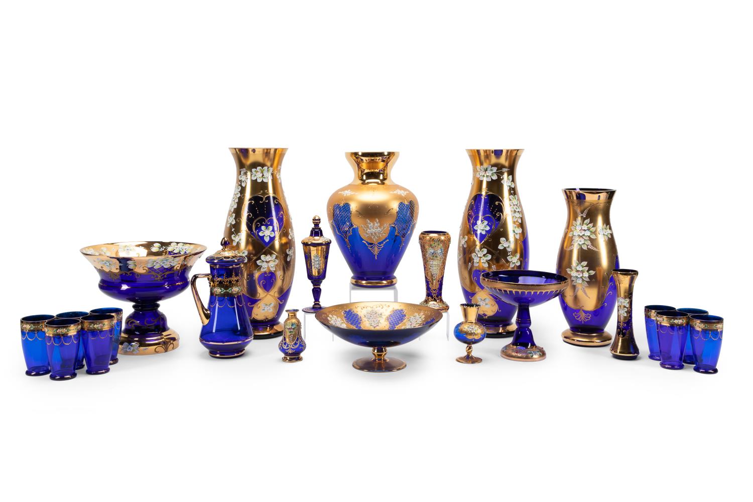 COLLECTION OF COBALT GILT FLORAL 2bfd68