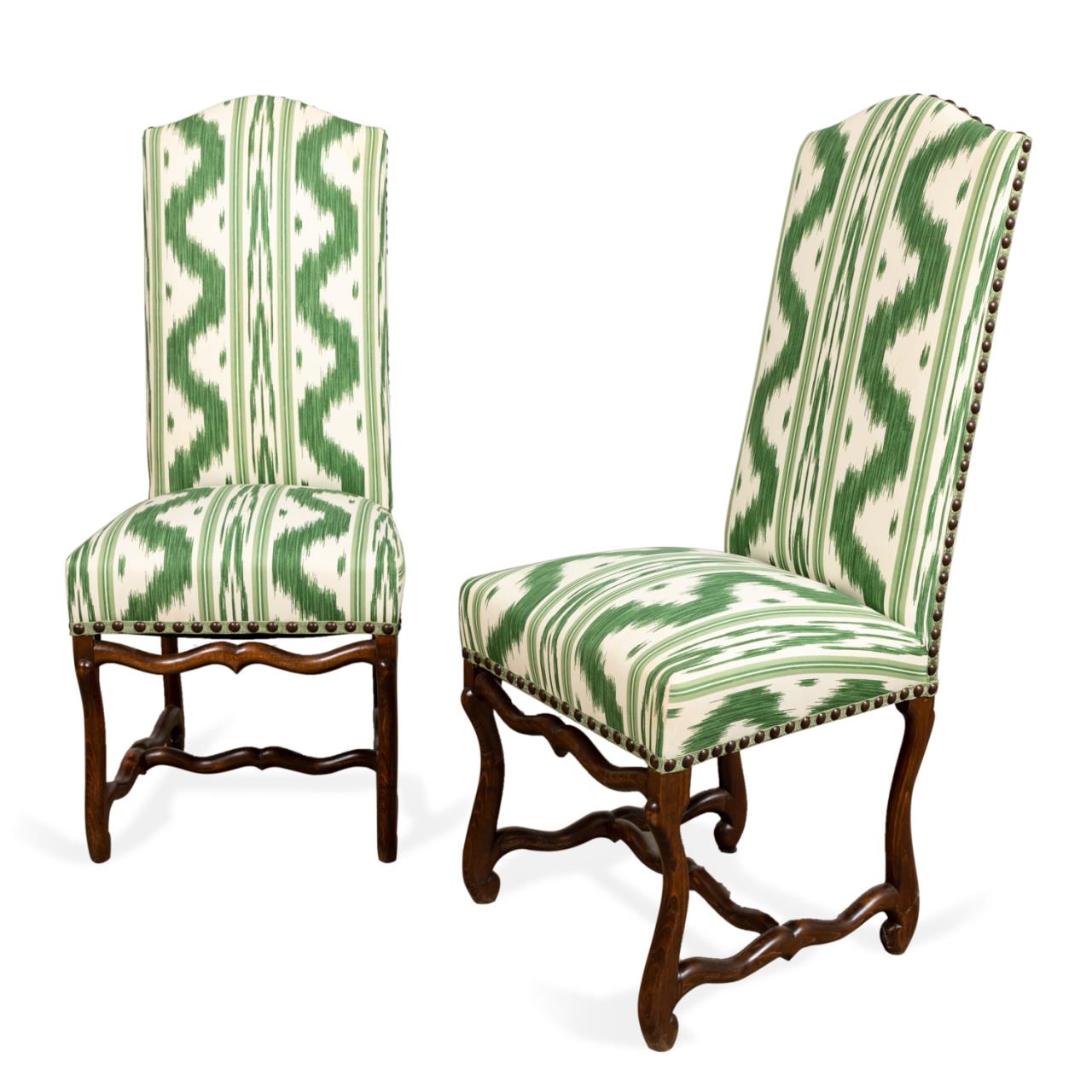 PAIR OF LOUIS XIV STYLE GREEN IKAT 2bfd82