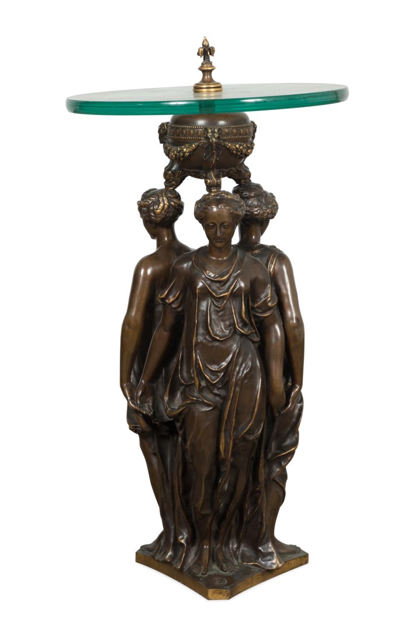 BARBEDIENNE BRONZE THREE GRACES GLASS