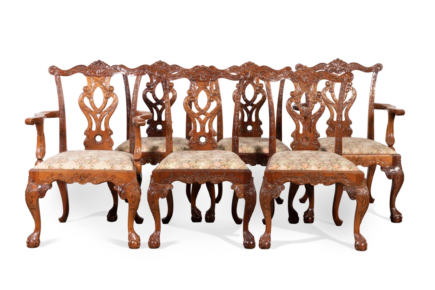 SET OF SIX CHIPPENDALE STYLE MAHOGANY 2bfda3