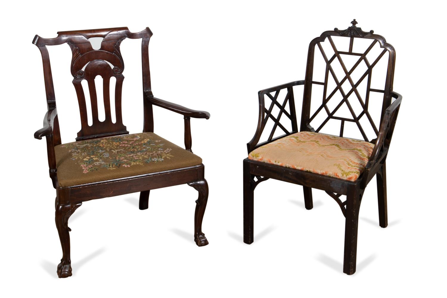 TWO ENGLISH GEORGIAN STYLE ARMCHAIRS 2bfdad