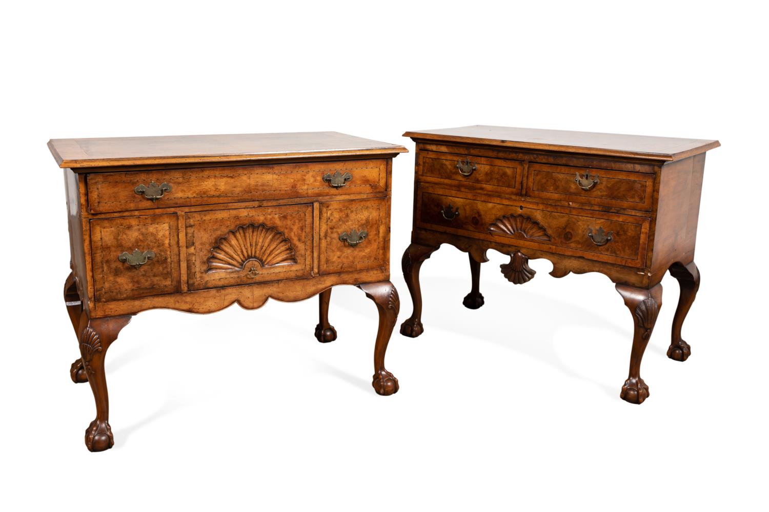 TWO 19TH C CHIPPENDALE STYLE BURLWOOD 2bfda5