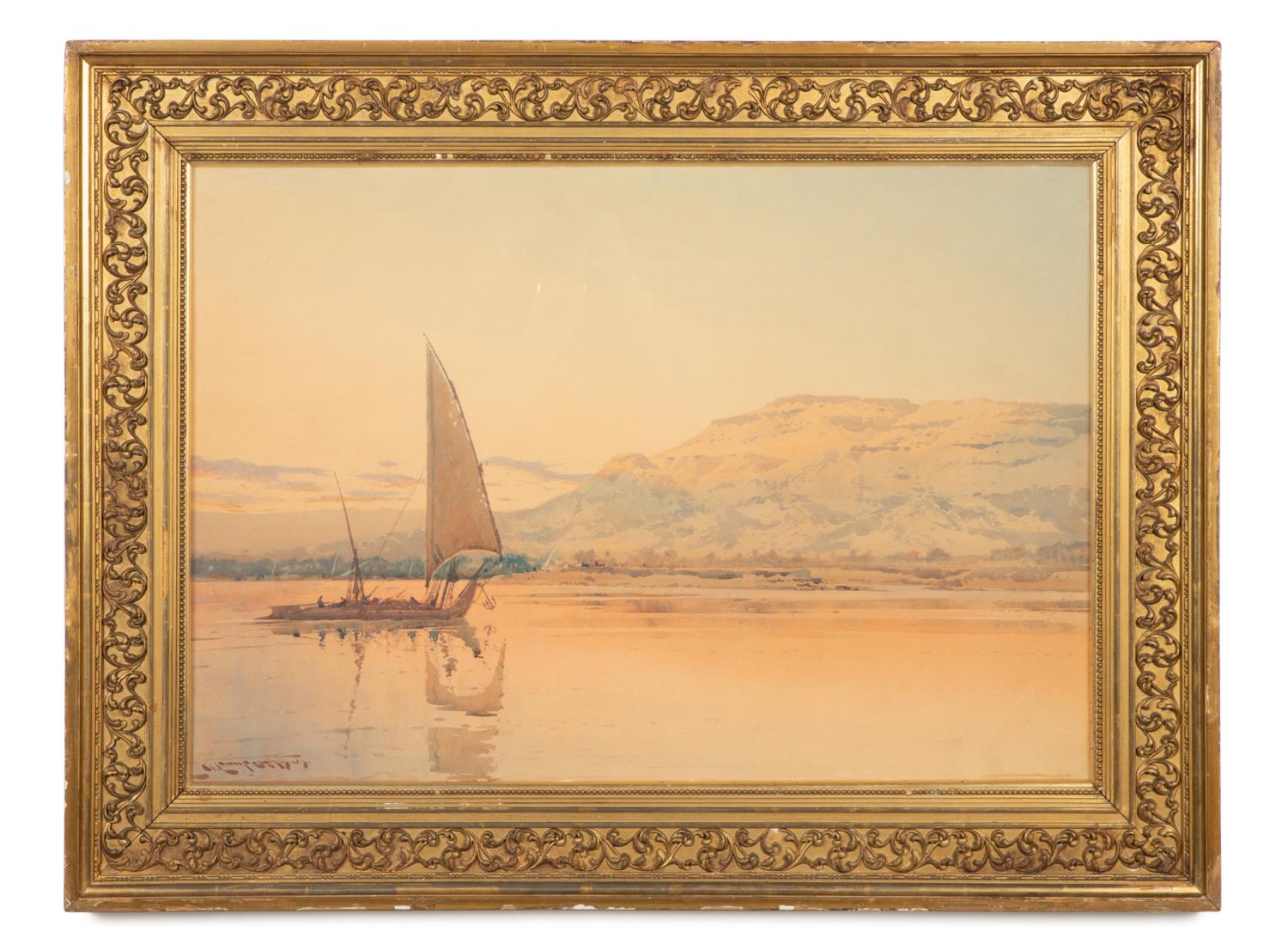 A O LAMPLOUGH EGYPTIAN RIVER SCENE  2bfded