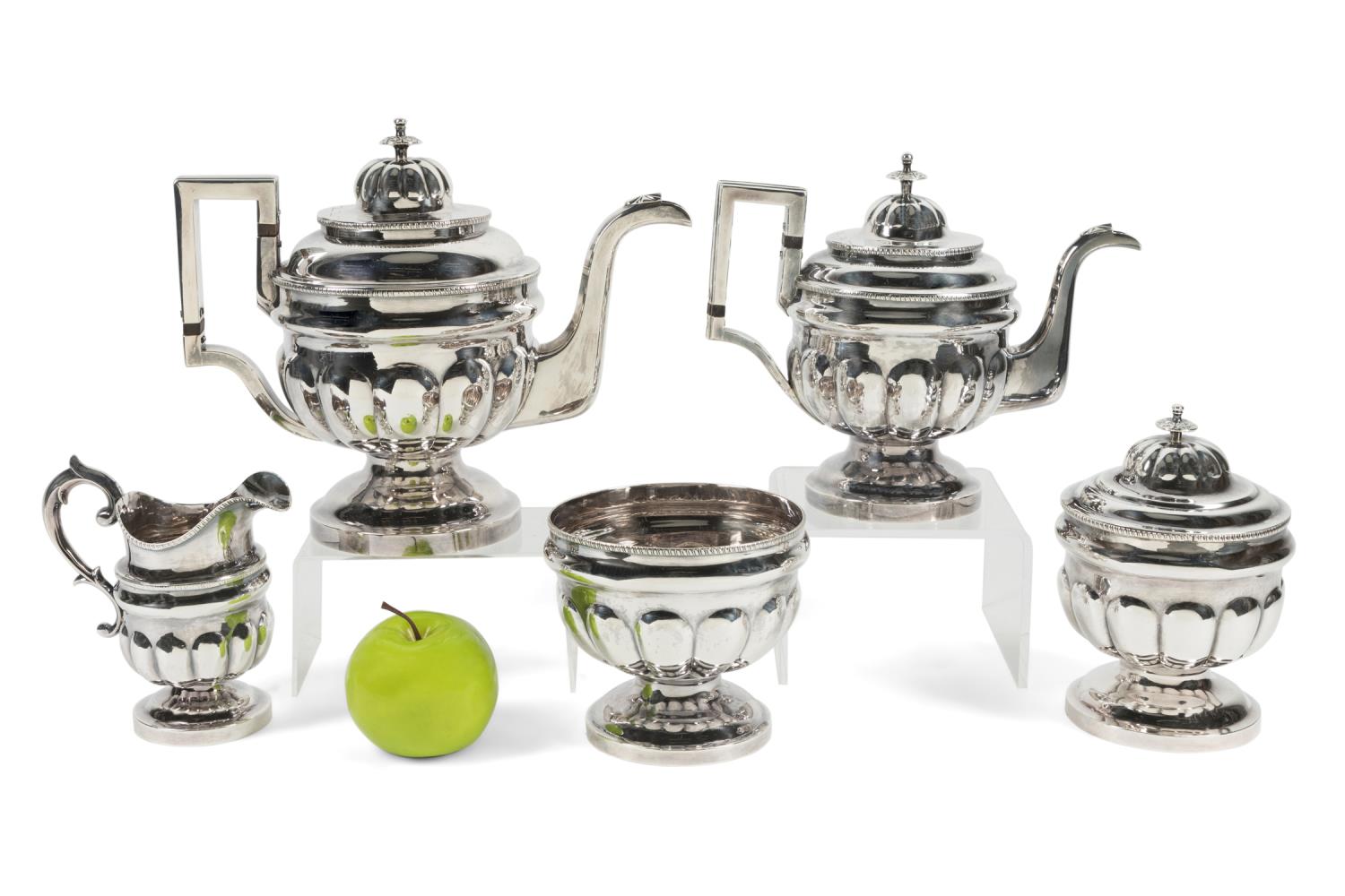 5PC W.A. LLOYD COIN SILVER TEA