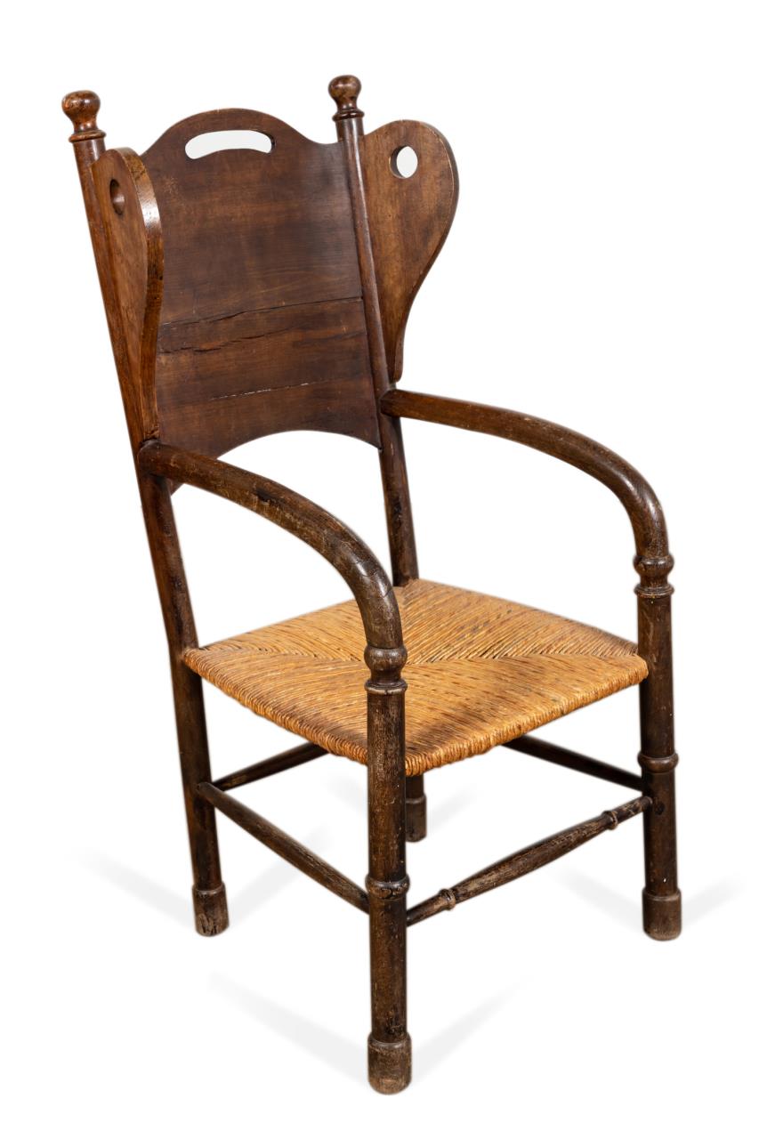 PRIMITIVE PINE WINGBACK CHAIR WITH 2bfe3e