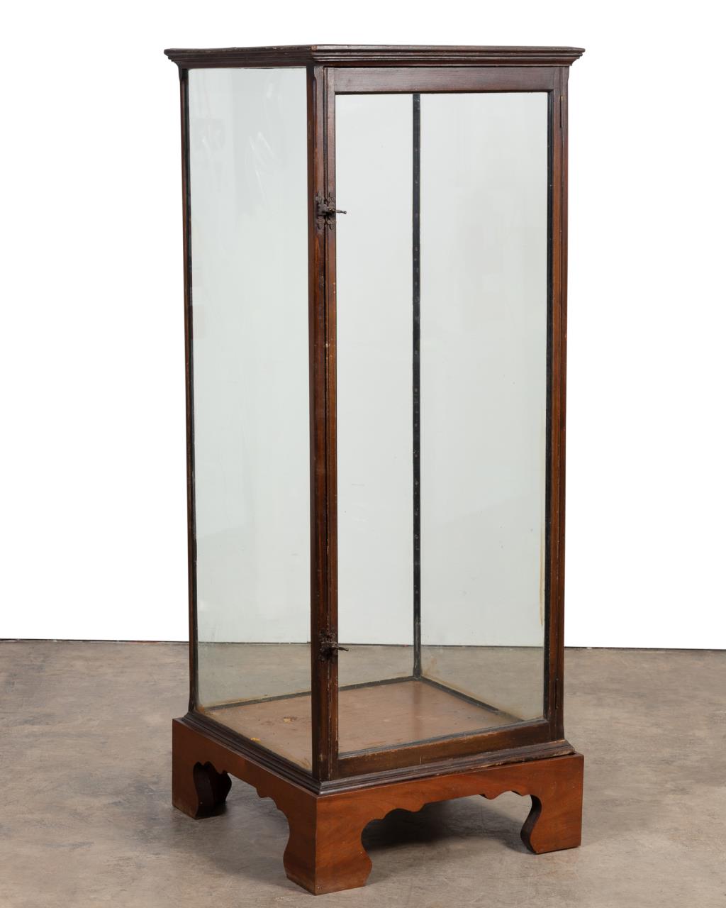 TALL CHINOISERIE WOOD AND GLASS VITRINE