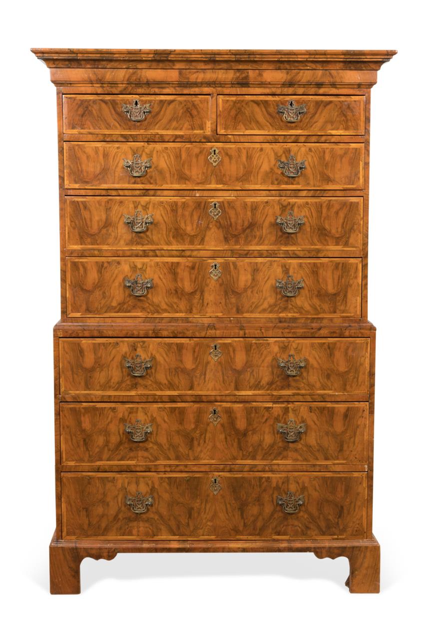 19TH C BURLED WALNUT VENEER CHEST 2bfe99