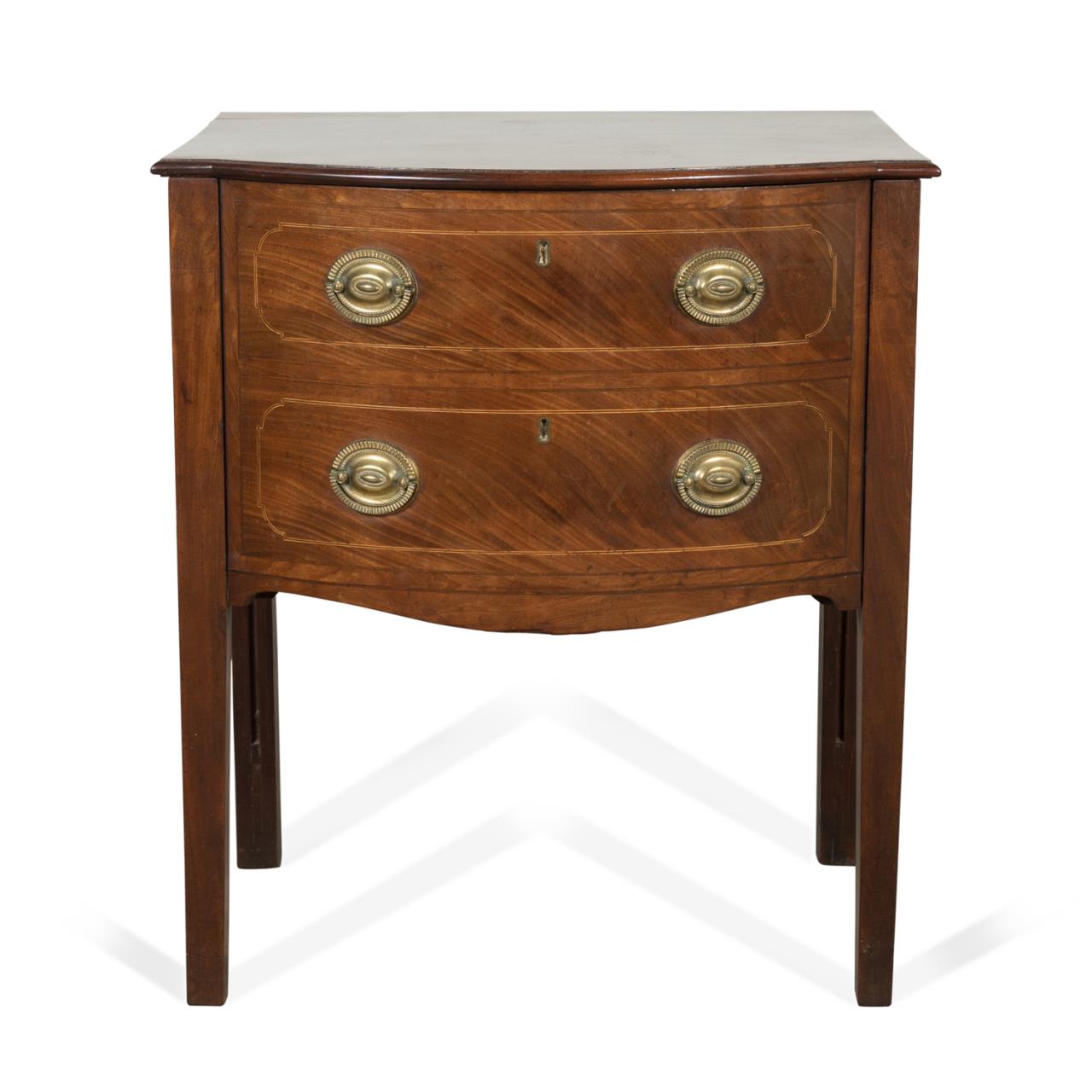 19TH C MAHOGANY BOW FRONT BEDSIDE COMMODE