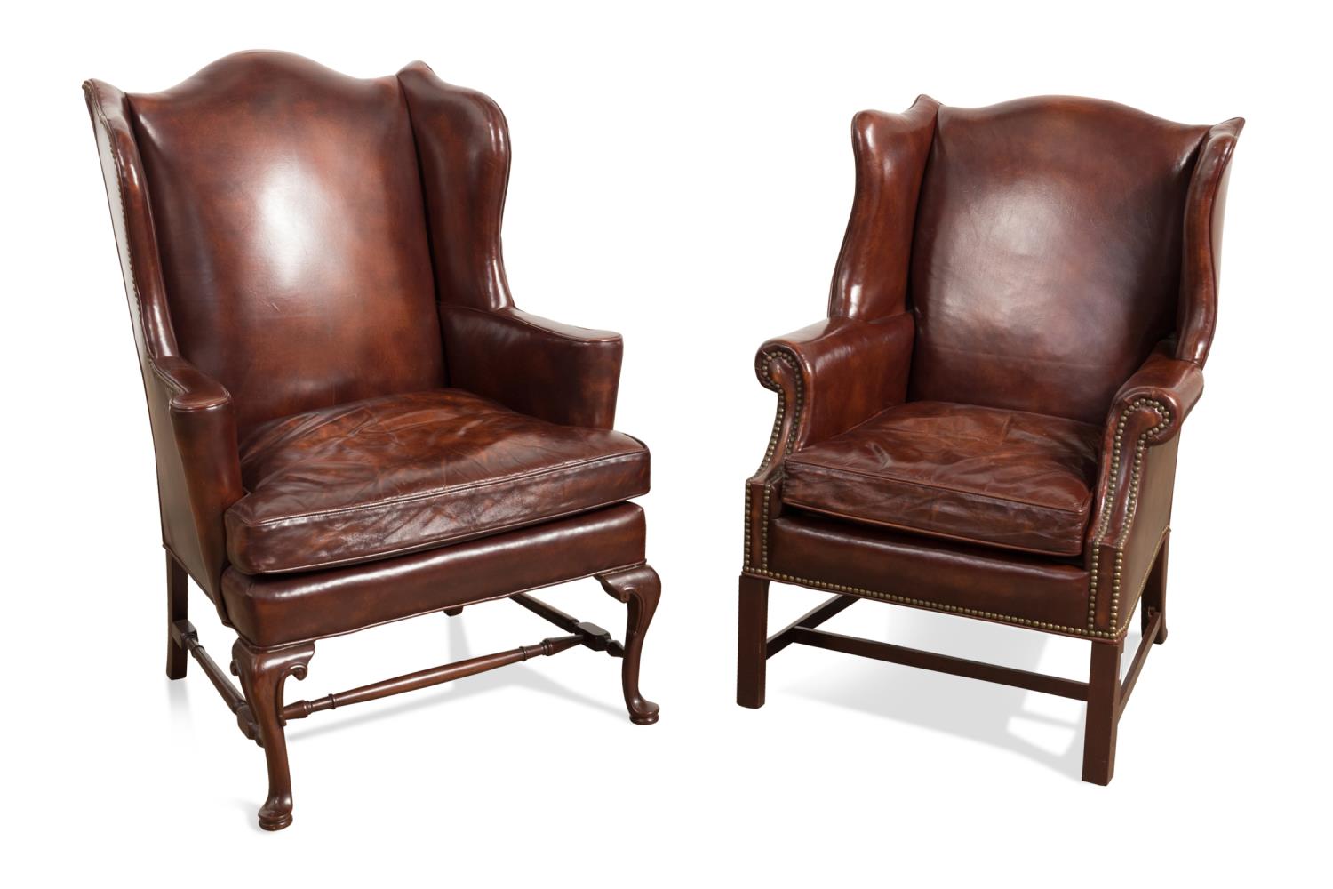 TWO HICKORY CHAIR LEATHER WINGBACK 2bfea3