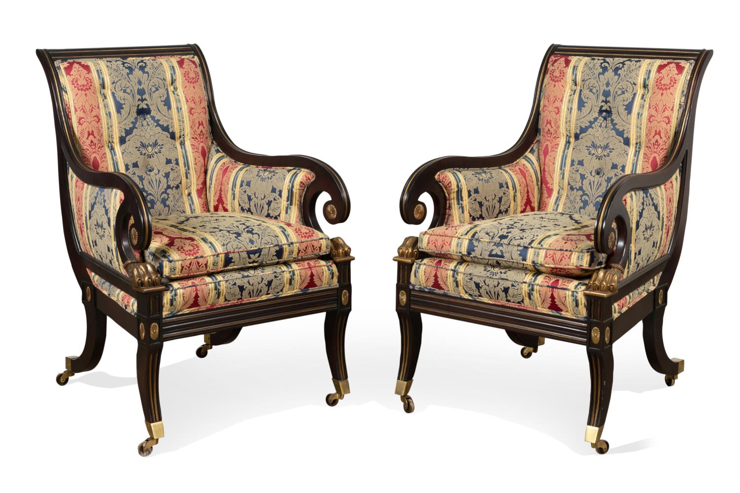 PAIR BAKER REGENCY STYLE EBONIZED