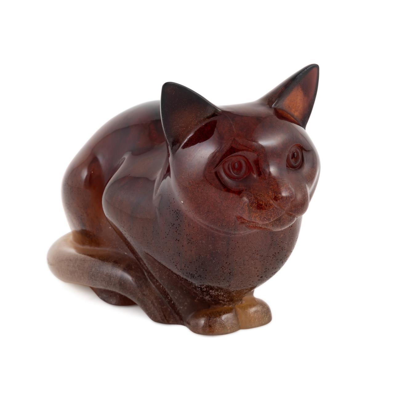 LARGE DAUM FRANCE AMBER CAT FIGURE