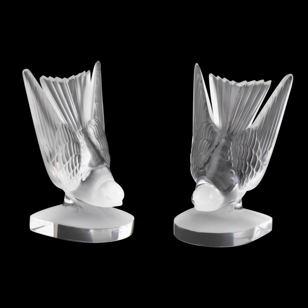 PAIR OF LALIQUE HIRONDELLE CRYSTAL 2bfee1