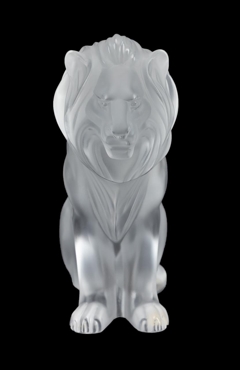 LALIQUE FRANCE 'BAMARA' LION FIGURE