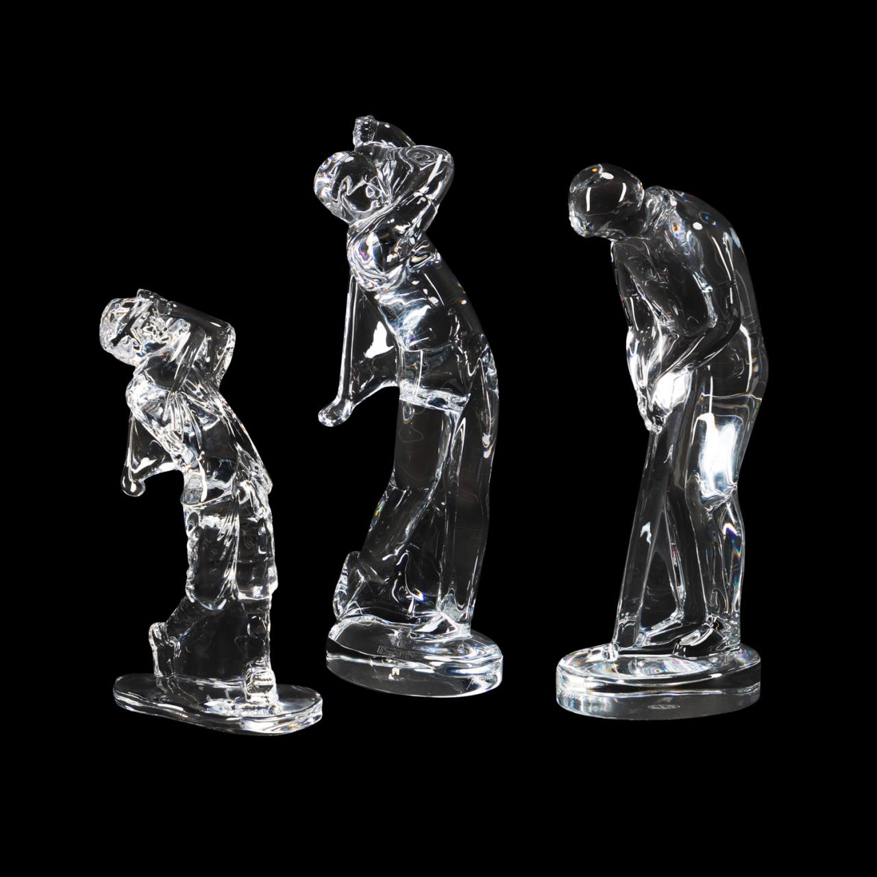 THREE GOLF FIGURINES, BACCARAT