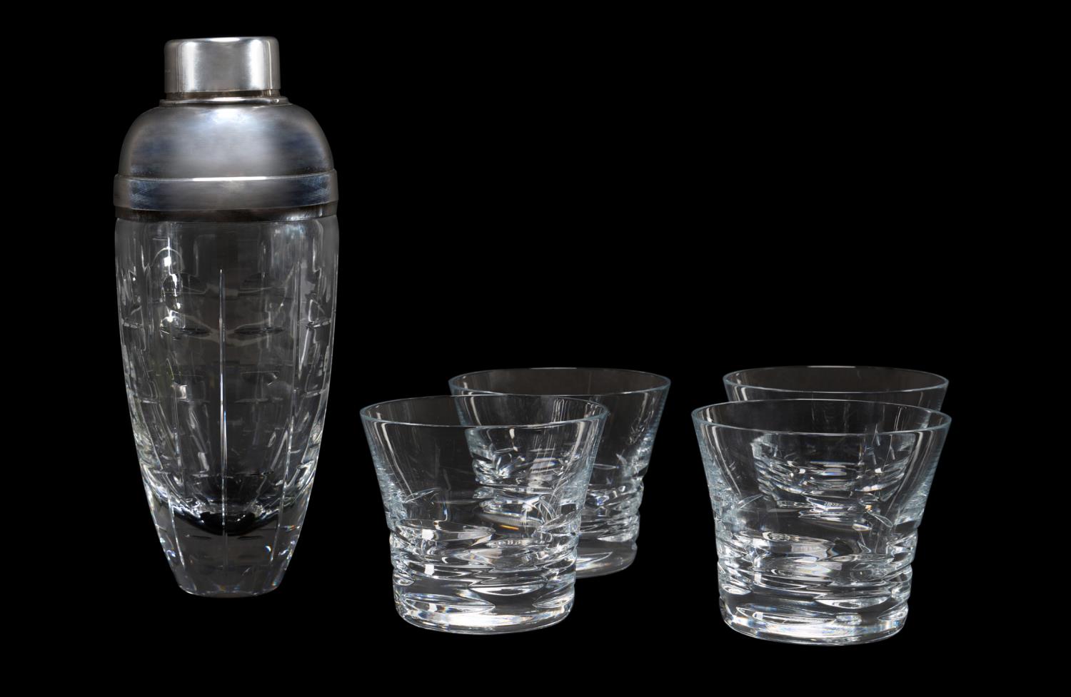 5PC BACCARAT CRYSTAL COCKTAIL SHAKER