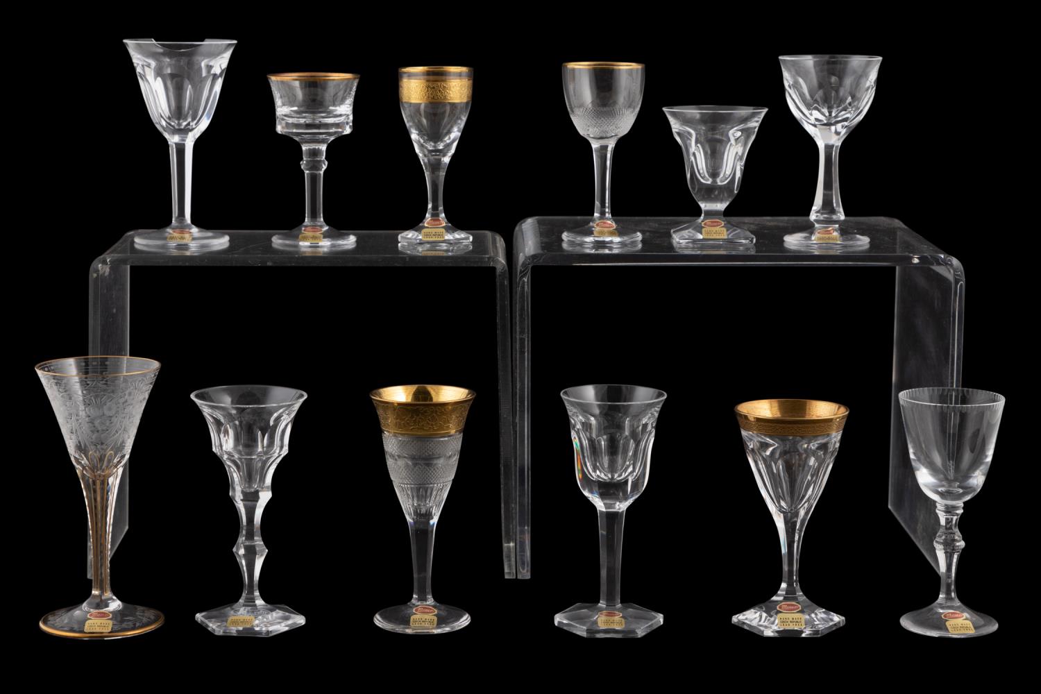 12PCS CASED MOSER CRYSTAL CORDIAL GLASSES