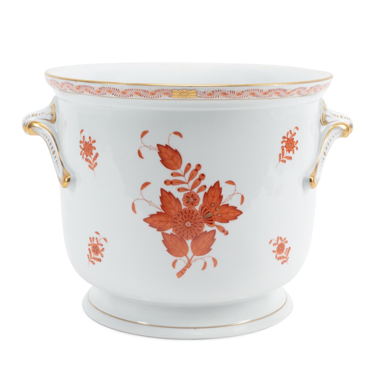 HEREND CHINESE BOUQUET RUST PORCELAIN