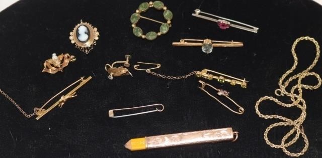 11 PC JEWELRY LOT, ALL 9KT. GOLD