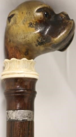 19TH C WALKING STICK WITH CARVED 2c28cb