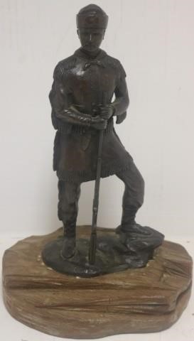 20TH C BRONZE FIGURE OF A FRONTIERSMAN,