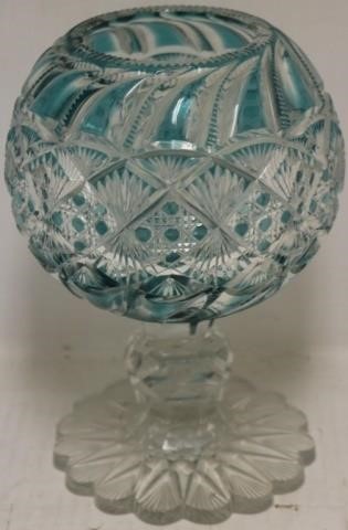 19TH C GLASS GREEN OVERLAY ROSE 2c2973