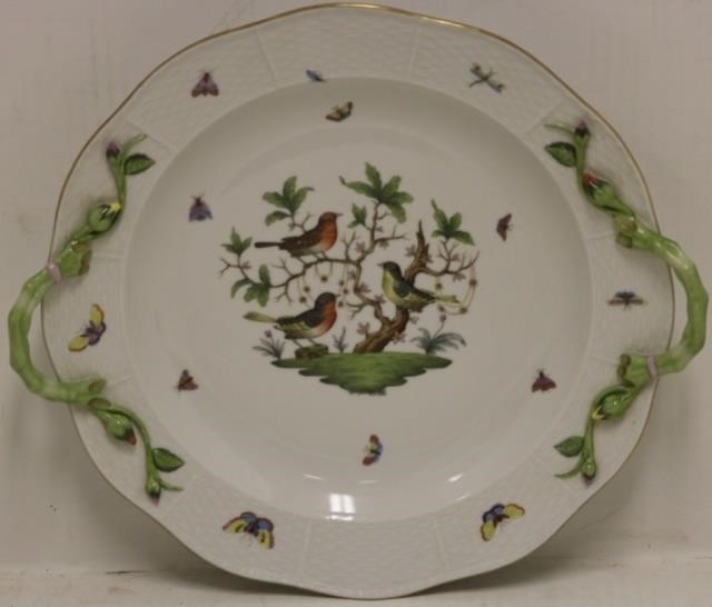HEREND PORCELAIN HANDLED TRAY WITH