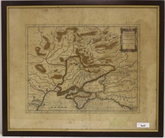 1638 FRAMED MAP OF GERMANIC TAURICA  2c29b6