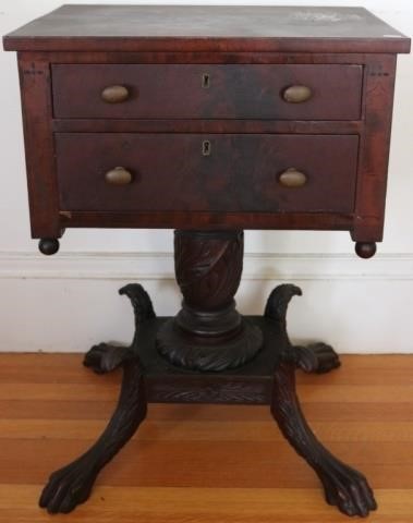 EARLY 19TH C FEDERAL WORK TABLE, MAHOGANY