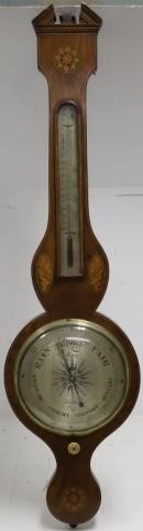 19TH C BANJO BAROMETER WITH INLAID