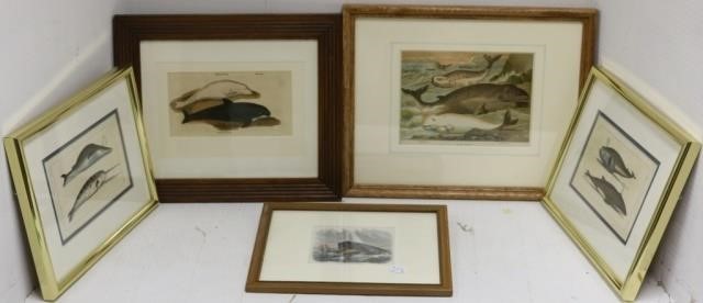 FIVE 19TH C WHALING PRINTS HAND 2c2a45