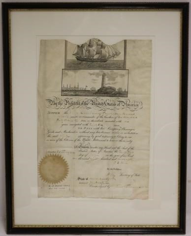 SHIP'S PASSPORT SIGNED BY PRES.