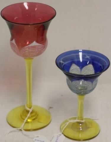 2 PIECES OF DURAND ART GLASS STEMWARE