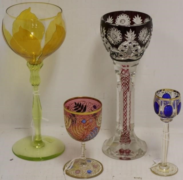 4 QUALITY ART GLASS WINES AND GOBLETS 2c2a7e