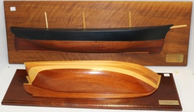 TWO 20TH C HAND MADE WOODEN HALF HULL
