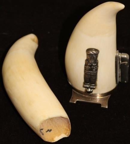 TWO 20TH C WHALE S TEETH ONE 2c2aba