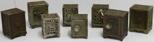 8 CAST IRON SAFE BANKS CA 1900  2c2ad1