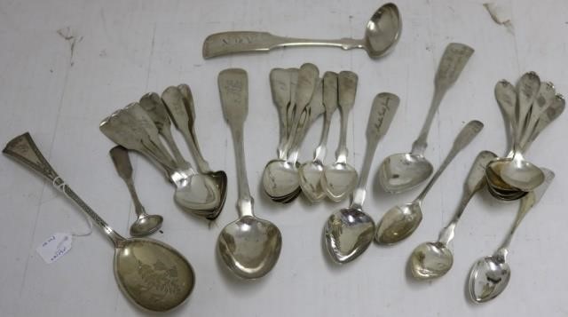 29 PIECES OF 19TH C COIN SILVER,