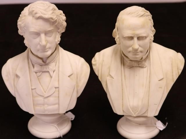 TWO 19TH C PARIAN BUSTS.  ONE OF