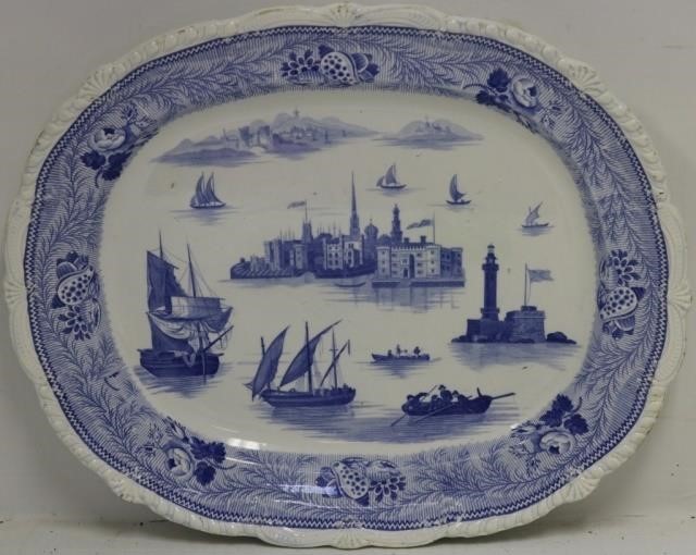 19TH C ENGLISH BLUE AND WHITE TRANSFERWAREPLATTER  2c2b34