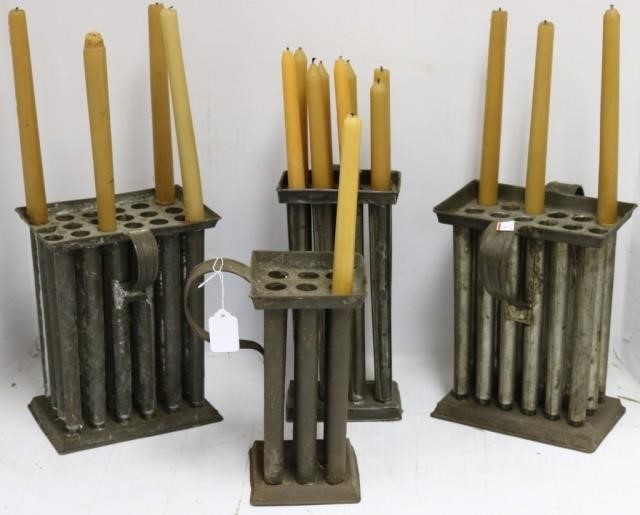 FOUR 19TH C TIN CANDLE MOLDS TO 2c2b39